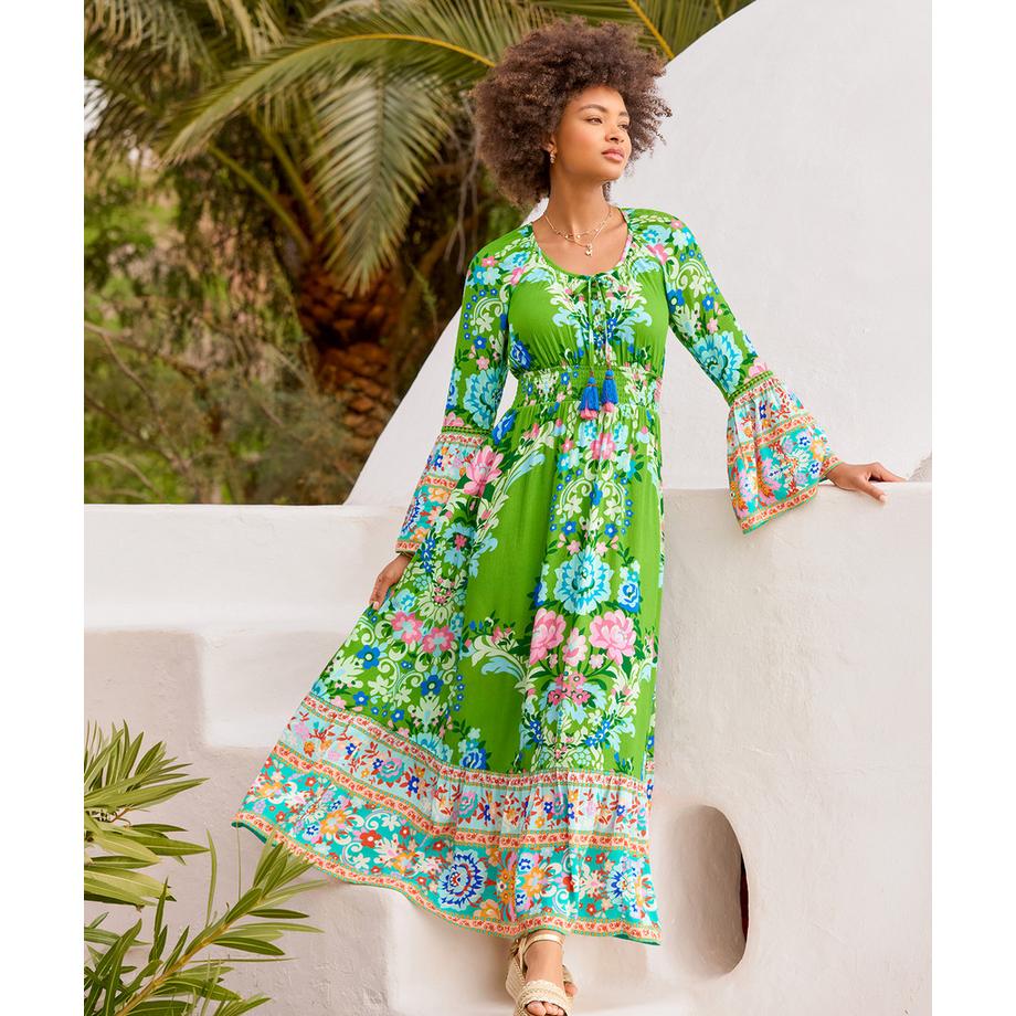 Joe Browns Crinkle Maxikleid Bordüren Print Quastendetail  