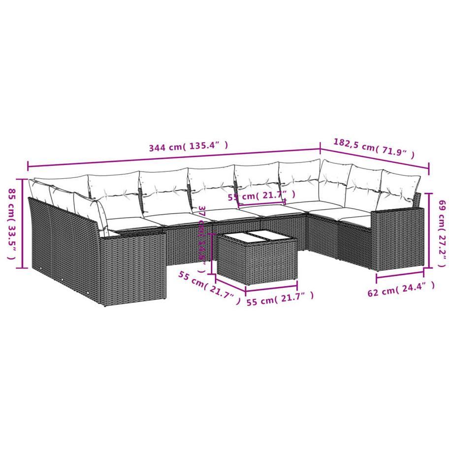 VidaXL Garten sofagarnitur poly-rattan  