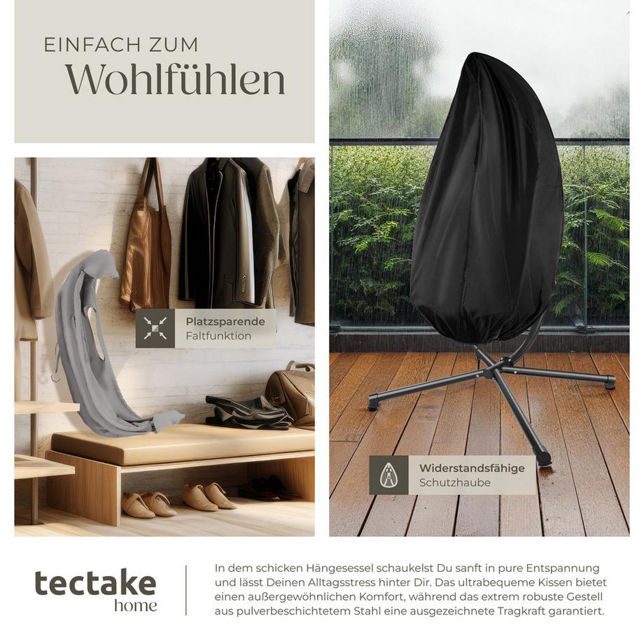 Tectake Fauteuil suspendu ANIKA avec coussin d'assise extra-épais et pivotant à 360°  