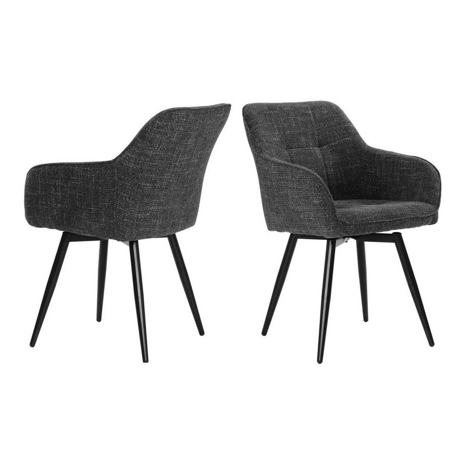 mutoni Chaise avec accoudoirs Metroline gris foncé (lot de 2)  