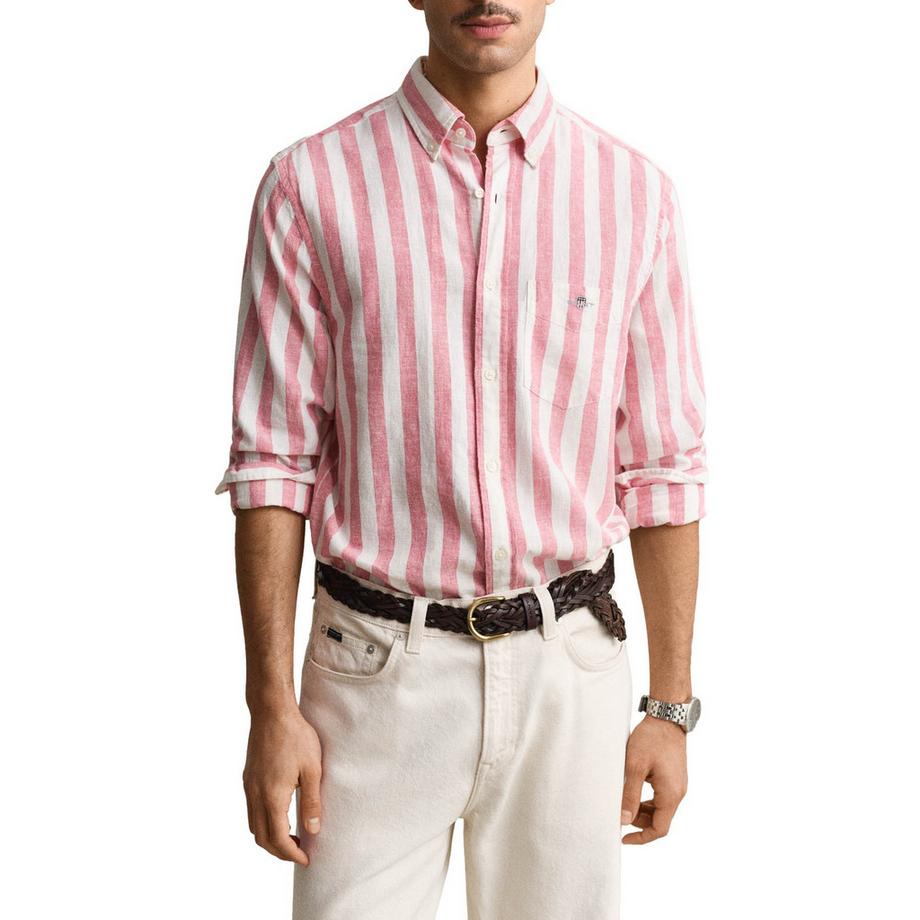 GANT Chemisette  Pack de 1 Confortable à porter-REGULAR COTTON LINEN STRIPE SHIRT  