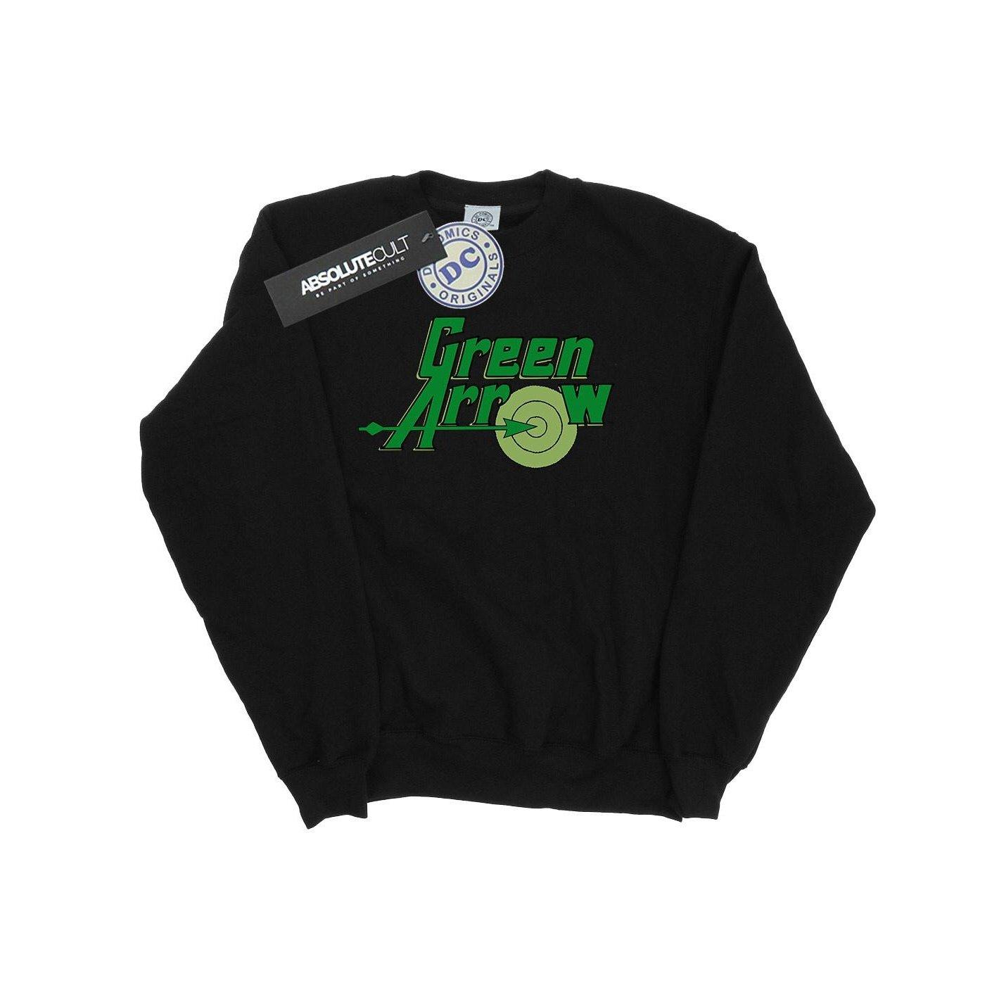 Image of Green Arrow Text Logo Sweatshirt Mädchen Schwarz 128
