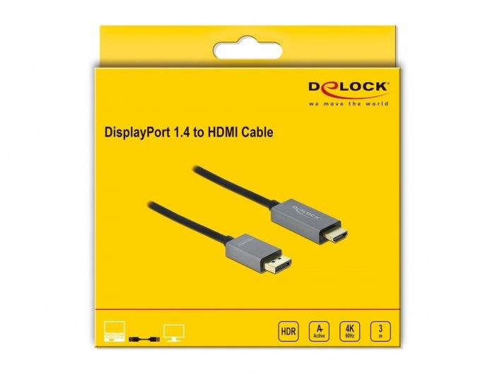 DeLock  DeLOCK Aktives DisplayPort 1.4 zu HDMI Kabel 4K 60 Hz (HDR) 3 m 