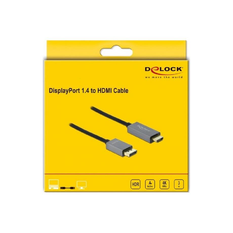 DeLock  Câble  DisplayPort 1.4 - HDMI, 4K 60Hz, HDR 