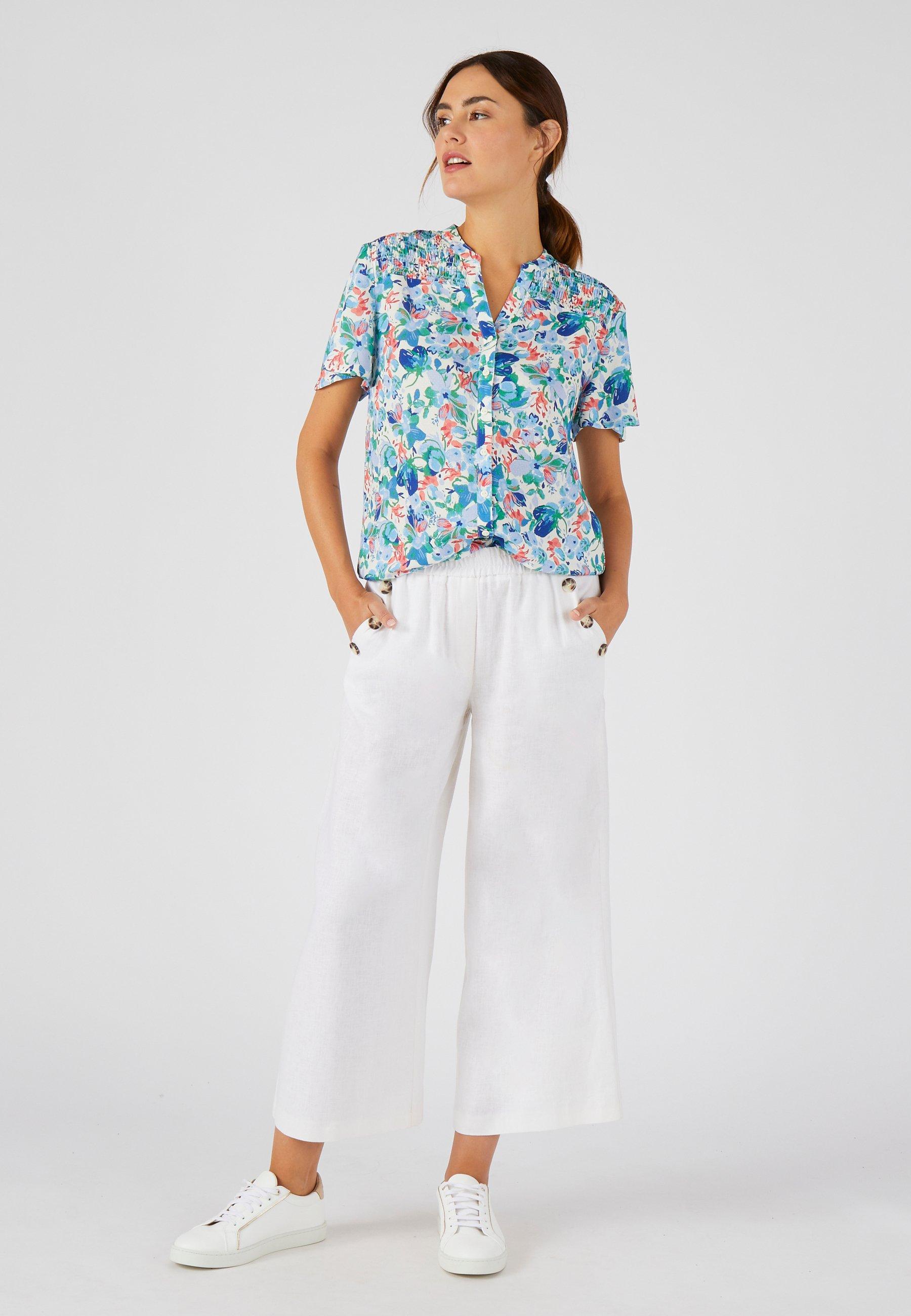 Image of Gesmokte Bluse, Climatyl. Damen Hellblau 50