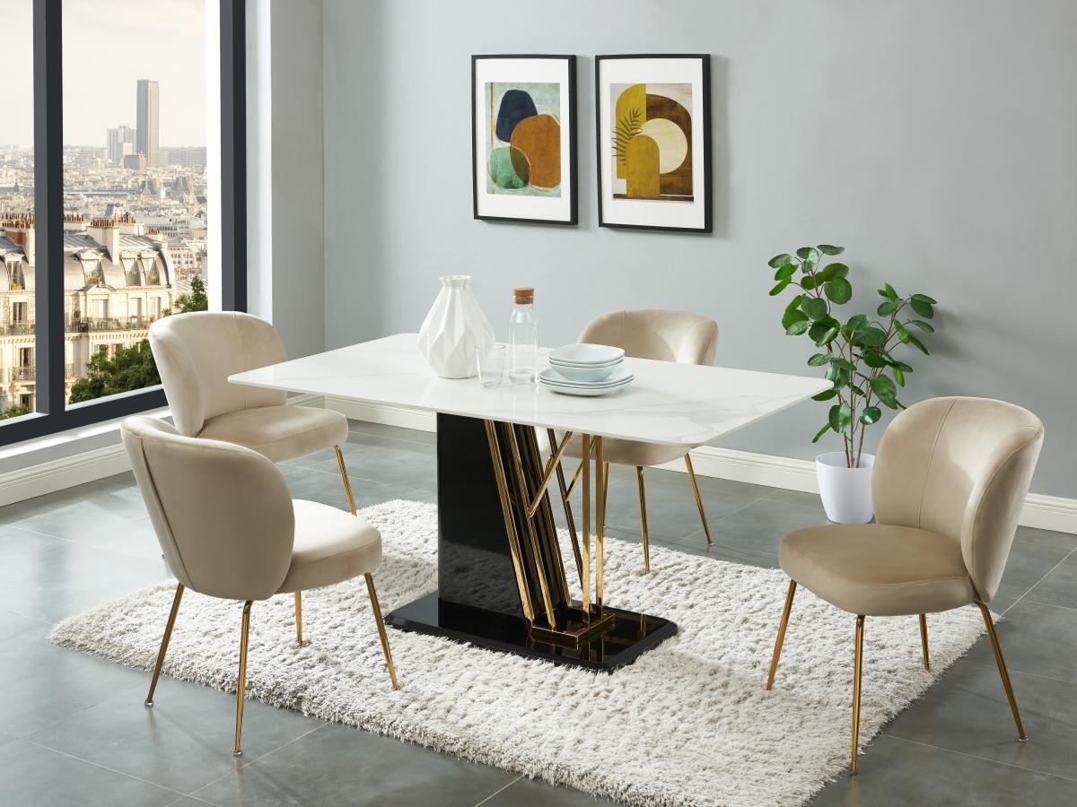 Vente-unique Sedia in Velluto e Metallo Dorato Beige - Lotto di 2 - POLPONA di Pascal MORABITO  