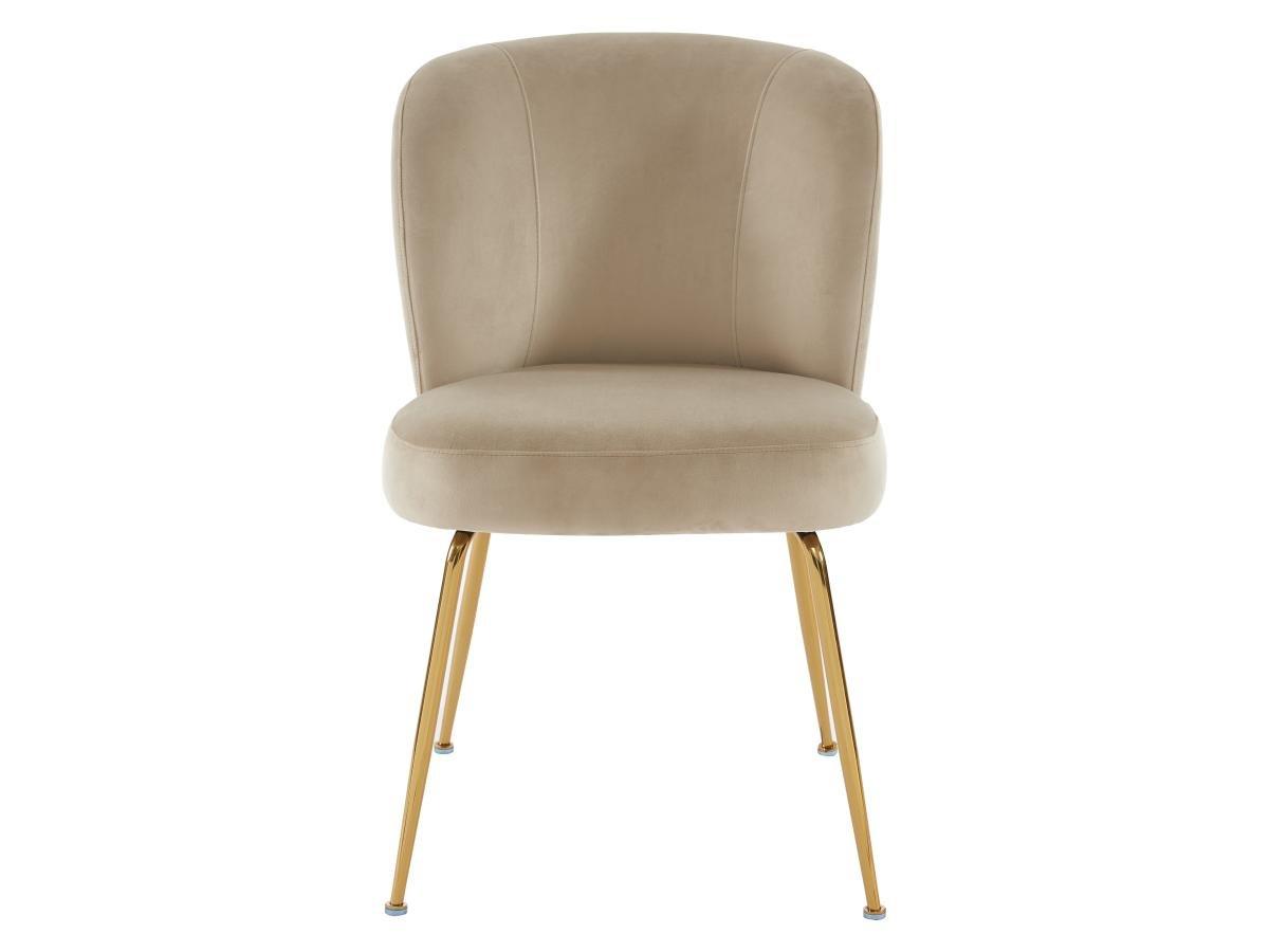 Vente-unique Lot de 6 chaises en velours et métal doré - Beige - POLPONA  