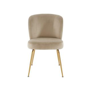 Vente-unique Lot de 6 chaises en velours et métal doré - Beige - POLPONA  