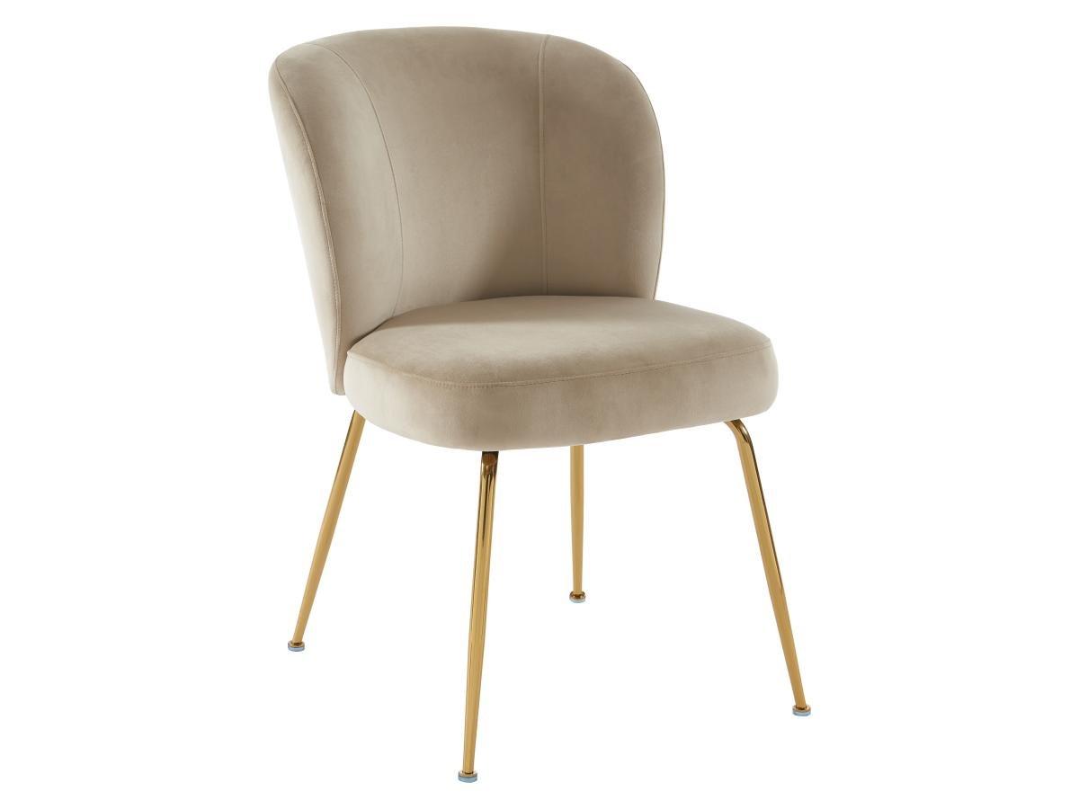 Vente-unique Lot de 6 chaises en velours et métal doré - Beige - POLPONA  