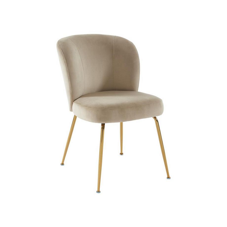 Vente-unique Lot de 6 chaises en velours et métal doré - Beige - POLPONA  