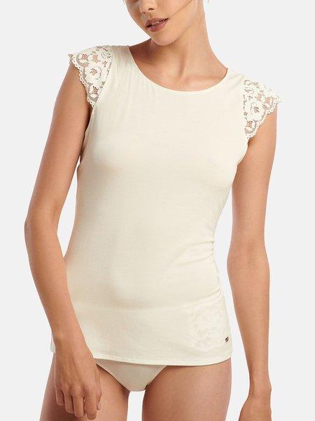 Image of Top Mit Kurzen Ärmeln Retromania Damen Elfenbein XL