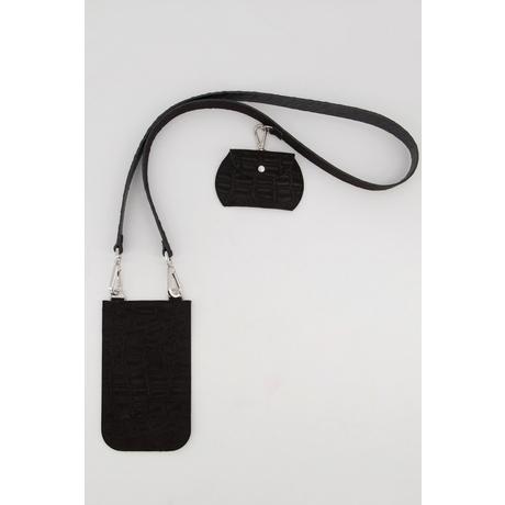 Ulla Popken Ledertasche Krokoprägung abnehmbare Minitaschen  