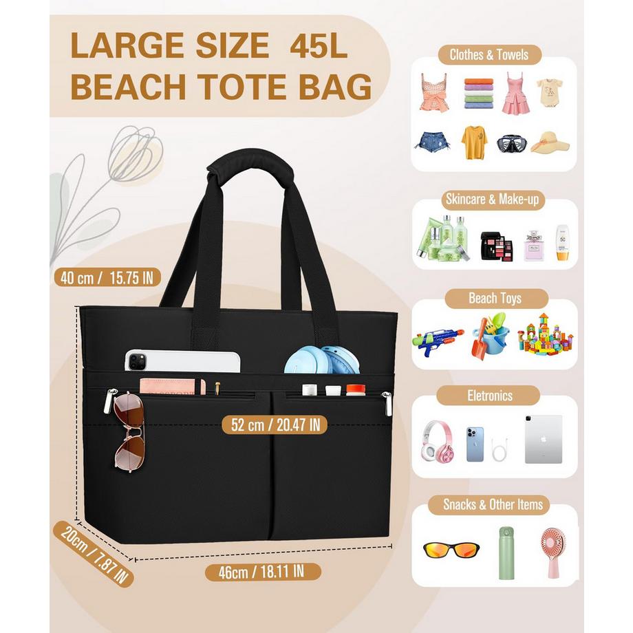 Only-bags.store grosse Strandtasche mit Reissverschluss  