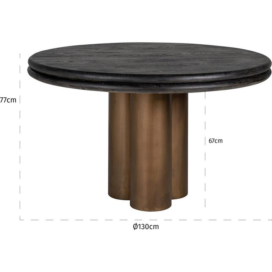 mutoni Tavolo da pranzo Macaron nero oro spazzolato 130  