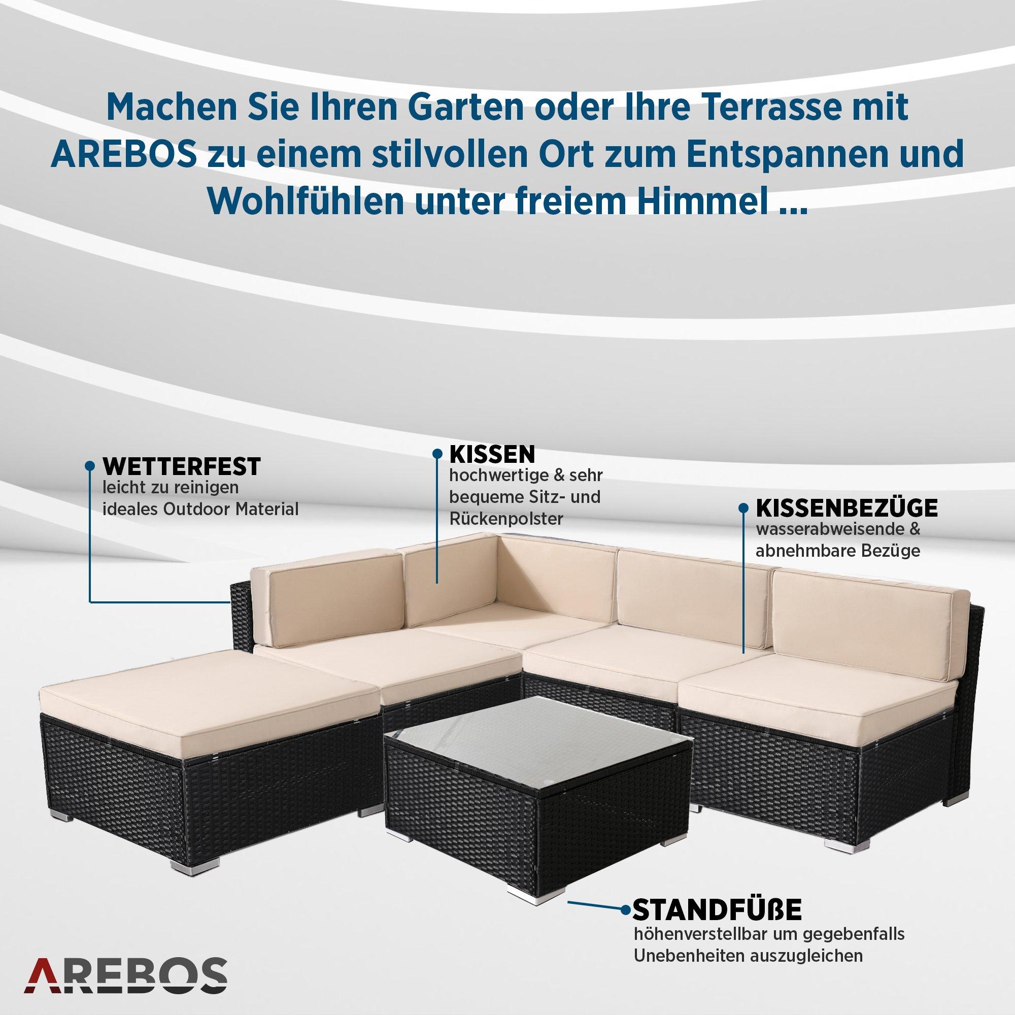 Arebos Polyrattan Gartenmöbel Gartenset Lounge Garnitur Set Sitzgruppe  