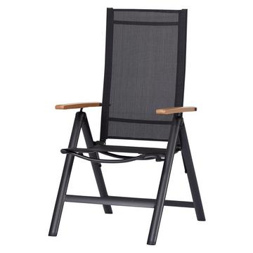 Chaise de jardin LISE 6 positions, noir/teck
