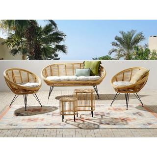 Beliani Lounge Set mit Tisch aus Rattan Boho MARATEA/CESENATICO  