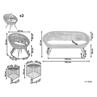 Beliani Lounge Set mit Tisch aus Rattan Boho MARATEA/CESENATICO  