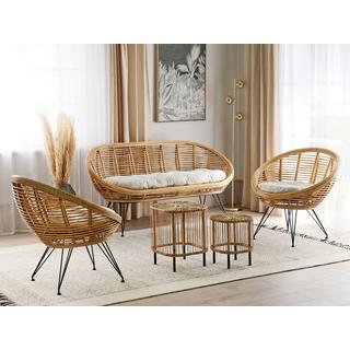 Beliani Lounge Set mit Tisch aus Rattan Boho MARATEA/CESENATICO  