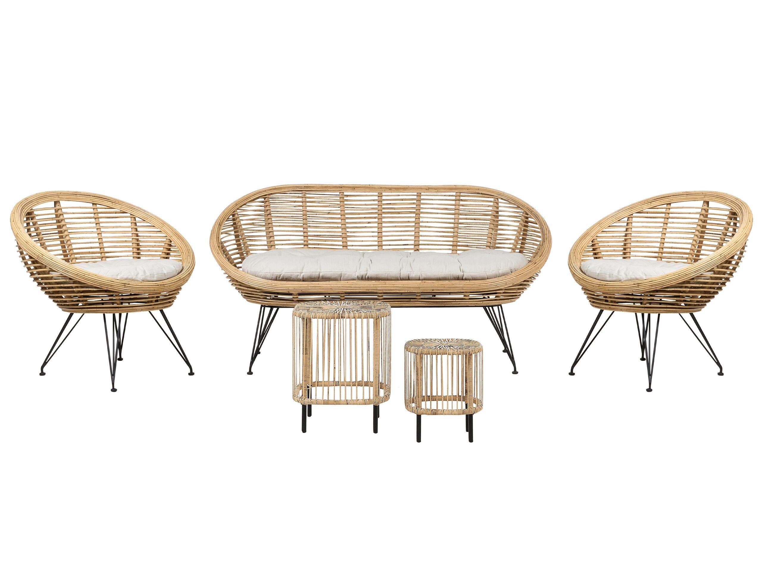 Beliani Lounge Set mit Tisch aus Rattan Boho MARATEA/CESENATICO  