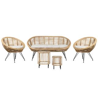 Beliani Lounge Set mit Tisch aus Rattan Boho MARATEA/CESENATICO  