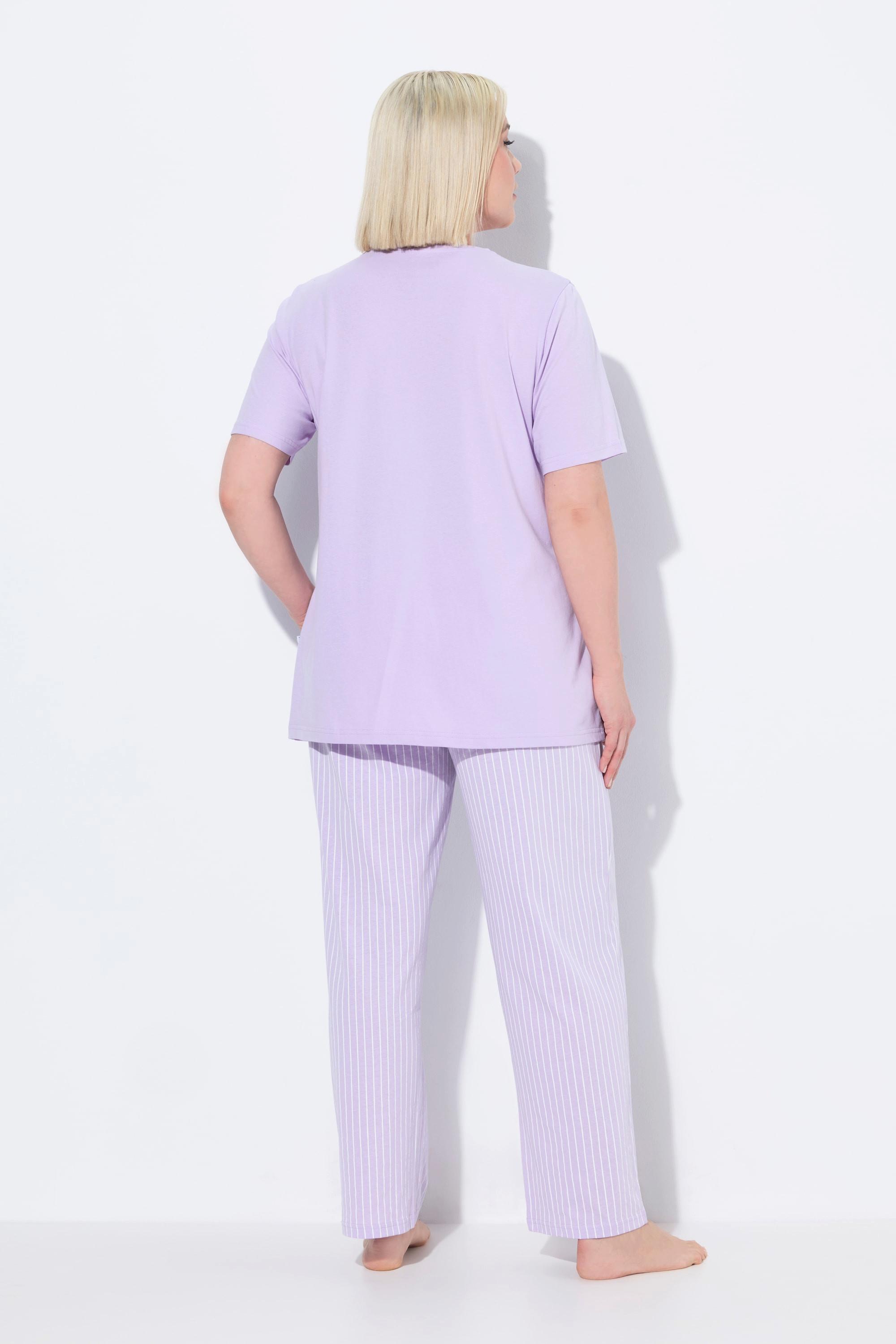 Ulla Popken Pigiama Rigato Scollo a V Mezza Manica  