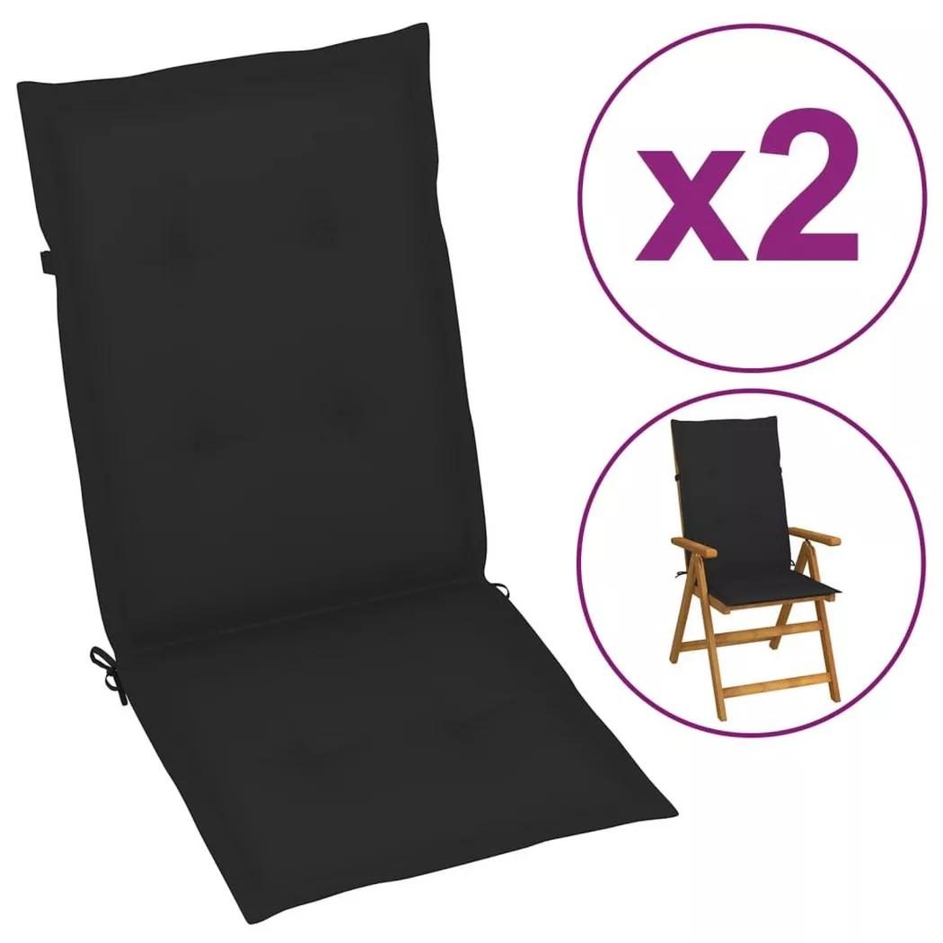 VidaXL - Coussins de chaise de jardin 2 pcs, One Size, Noir