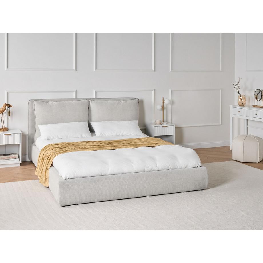 Beliani Lit avec sommier en Tissu Scandinave BAJONNA  