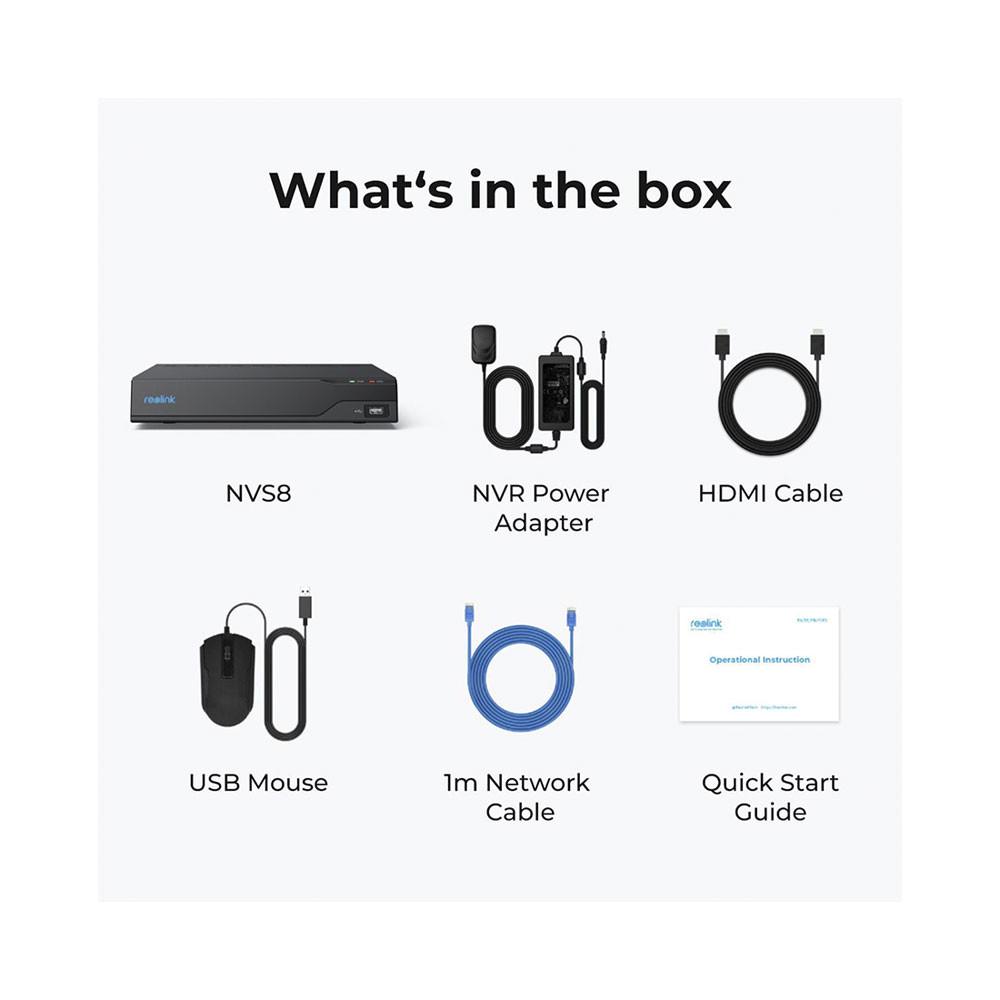 Reolink  NVS8 PoE 8 canali NVR con 2TB 