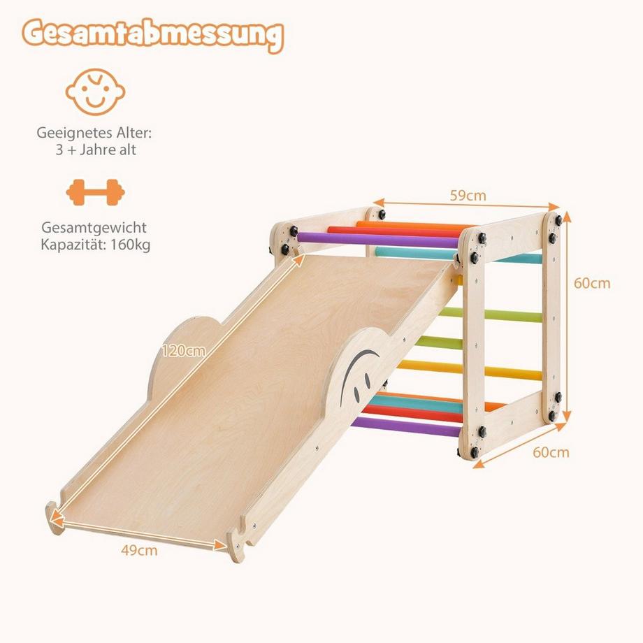 Northix  Jouets grimpeurs en bois pliables avec rampe réglable et réversible, ensemble d'escalade Montessori 
