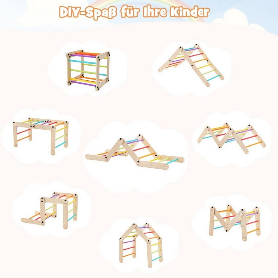 Northix  Jouets grimpeurs en bois pliables avec rampe réglable et réversible, ensemble d'escalade Montessori 