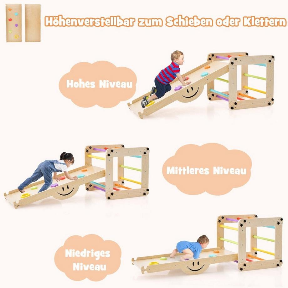 Northix  Jouets grimpeurs en bois pliables avec rampe réglable et réversible, ensemble d'escalade Montessori 