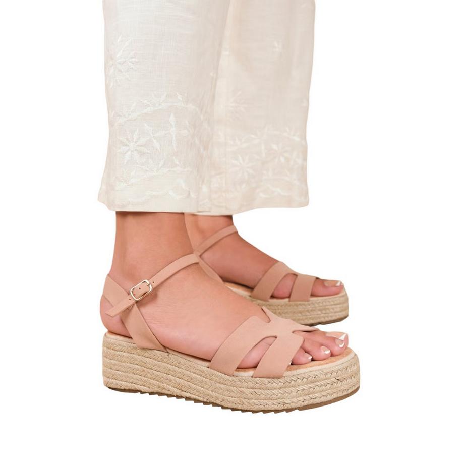 Where's That From Sandales London à Talon Compensé en Nubuck  