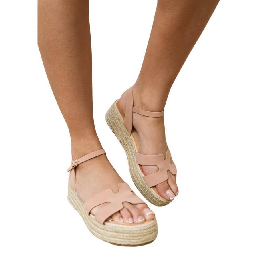 Where's That From Sandales London à Talon Compensé en Nubuck  