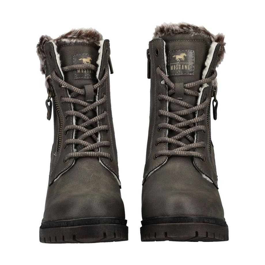 Mustang Bottines à lacets avec col en fausse fourrure  