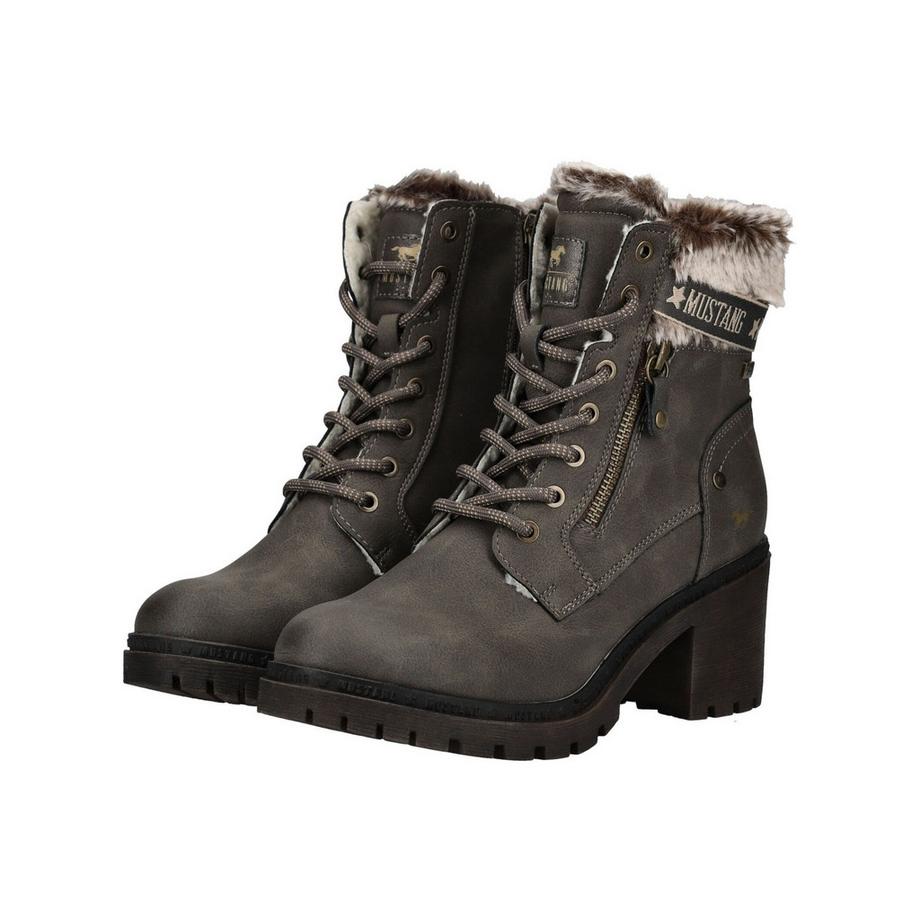 Mustang Bottines à lacets avec col en fausse fourrure  