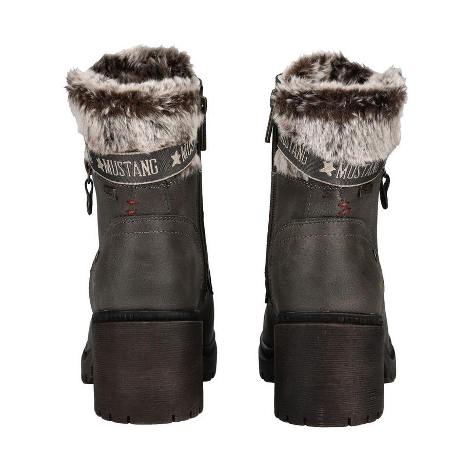 Mustang Bottines à lacets avec col en fausse fourrure  