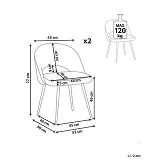 Beliani Lot de 2 chaises de salle à manger en Velours Glamour VIVIAN  