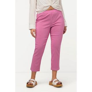 Ulla Popken  Pantalon 7/8 Sienna. Tissu bengaline hautement élastique. Imprimé à carreaux vichy. 