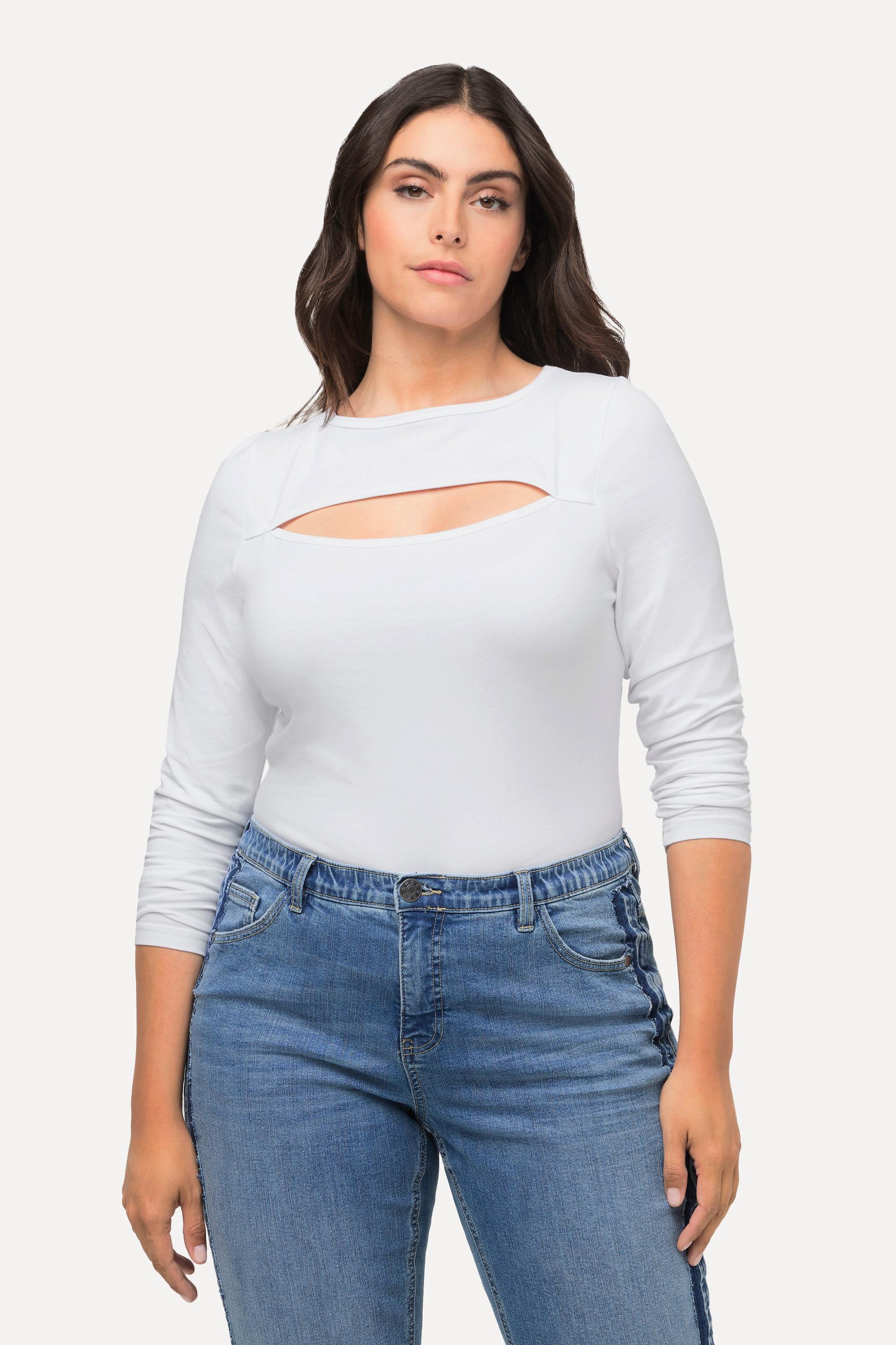 Ulla Popken Body Aderente Maniche Lunghe Cut-Out  