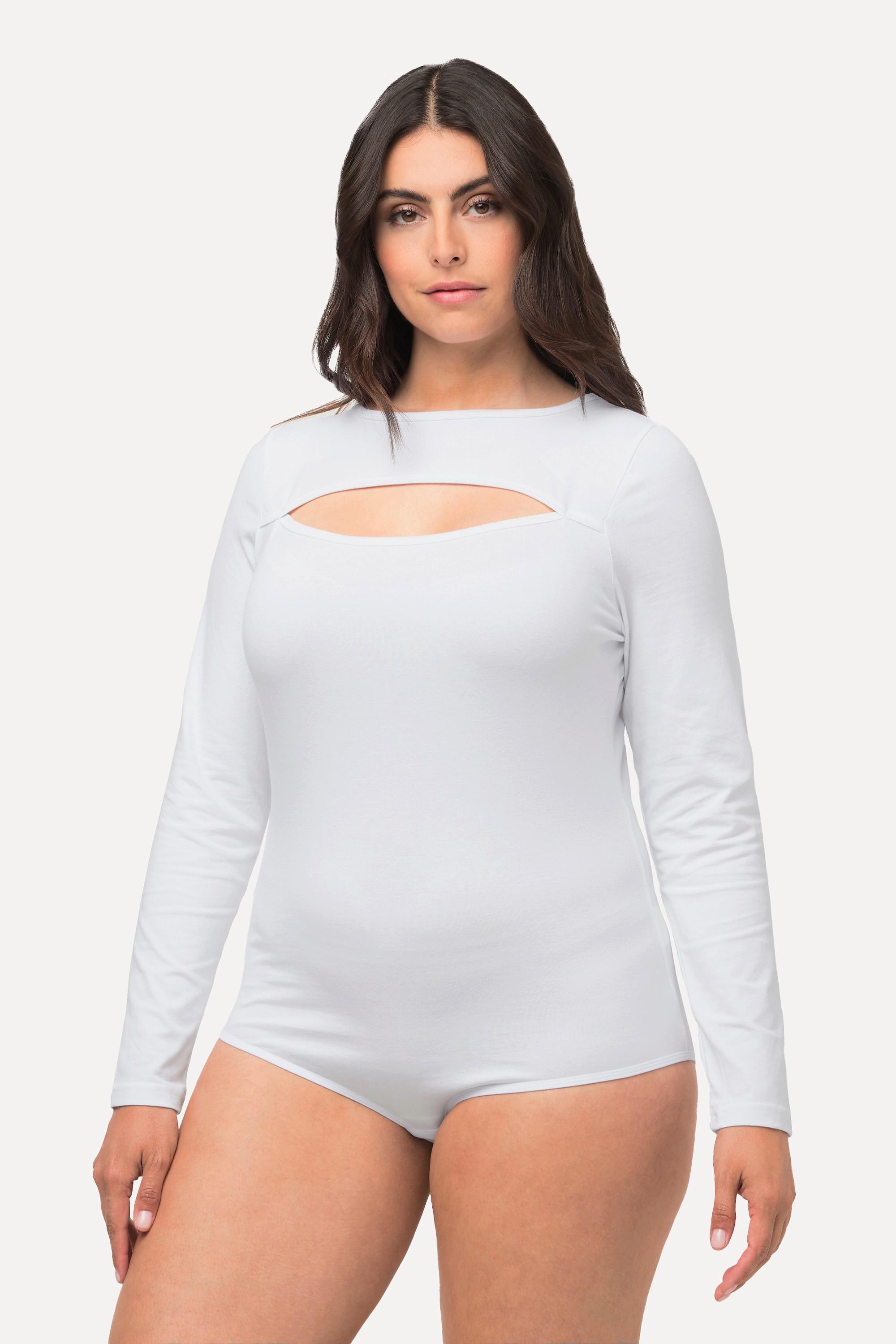 Ulla Popken Body Aderente Maniche Lunghe Cut-Out  