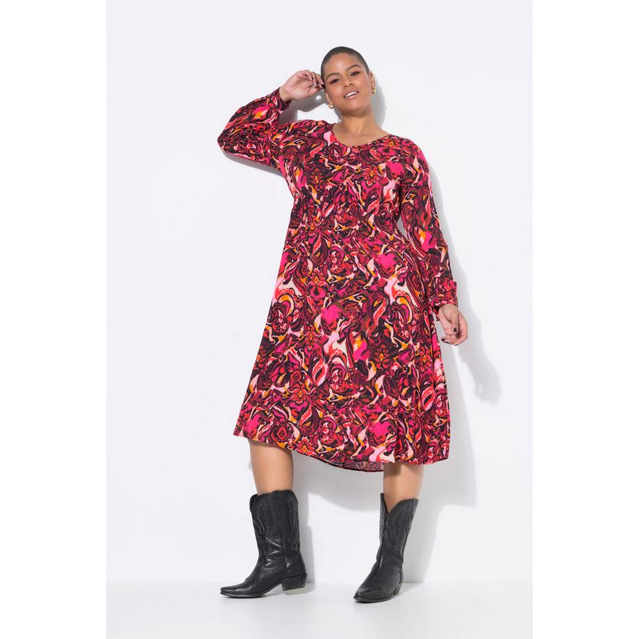 Studio Untold Midikleid Alloverprint Raglan Langarm  