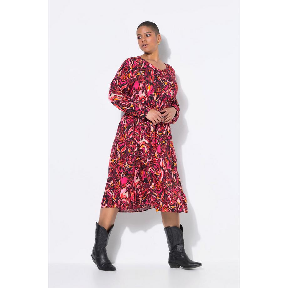 Studio Untold Midikleid Alloverprint Raglan Langarm  