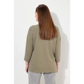 Ulla Popken  Maglia dal taglio oversize in cotone biologico con scollo a girocollo e maniche a 3/4 