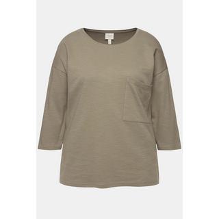 Ulla Popken  Shirt, Oversized, Rundhals, 3/4-Arm, Biobaumwolle 