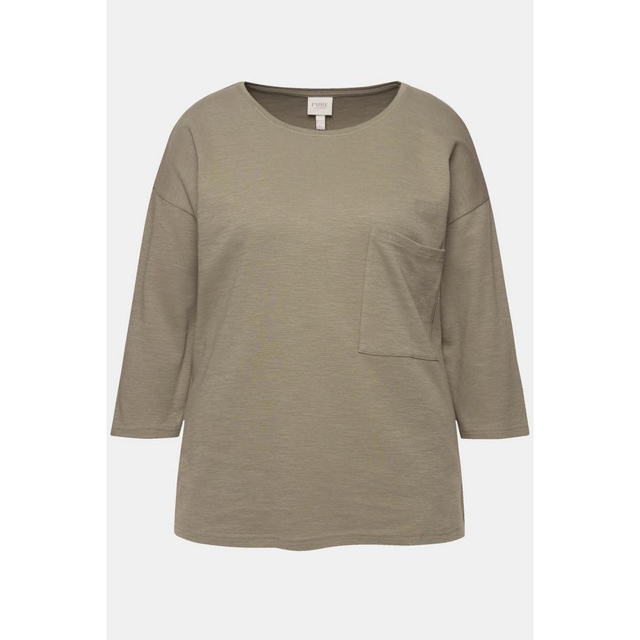 Ulla Popken Maglia Oversize Girocollo Maniche 3/4 Cotone Biologico  