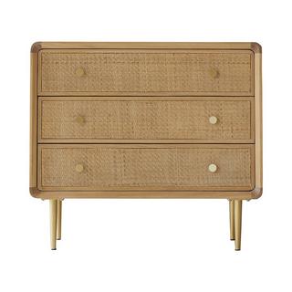 Tikamoon Cassettiera portaoggetti in legno di quercia massello e midollino Come  