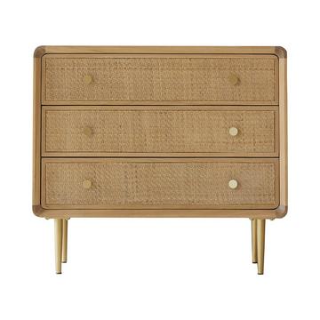 Cassettiera portaoggetti in legno di quercia massello e midollino Come