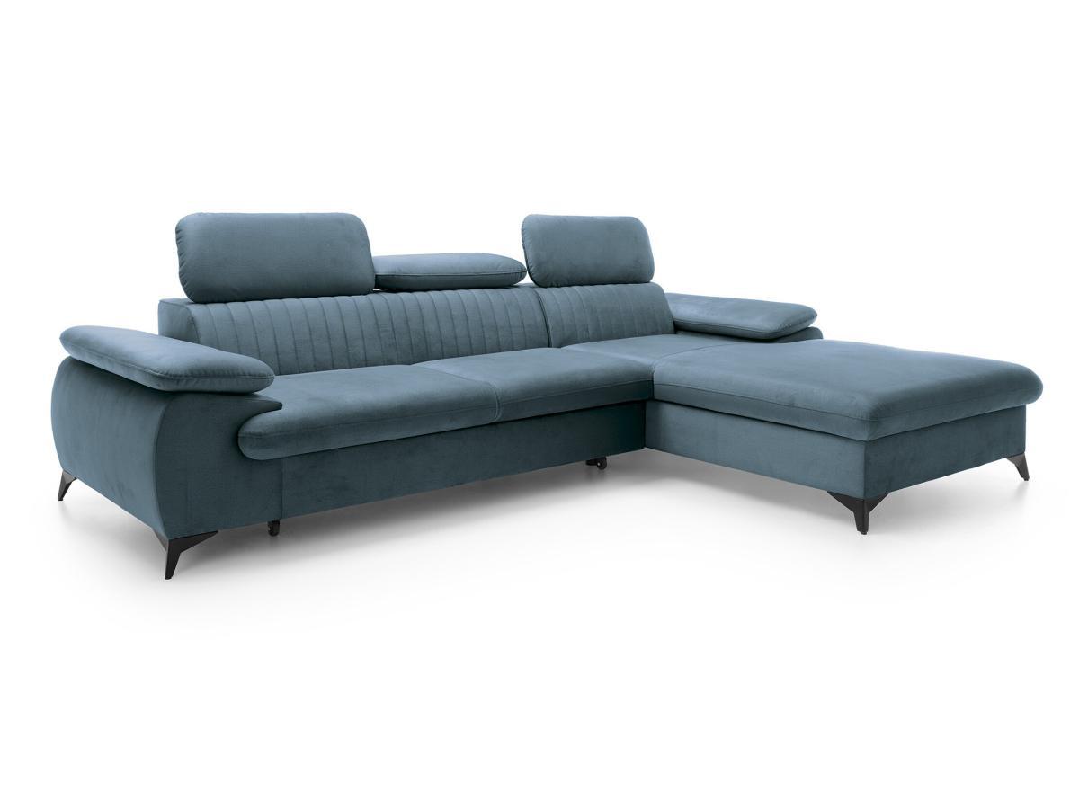 PASCAL MORABITO Ecksofa mit Schlaffunktion - Ecke rechts - Samt - Hellblau - SAMARA von PASCAL MORABITO  