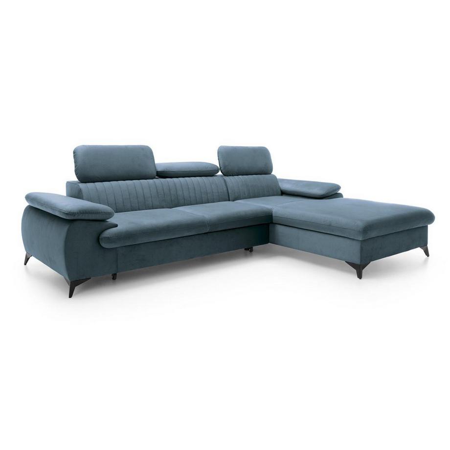 PASCAL MORABITO Ecksofa mit Schlaffunktion - Ecke rechts - Samt - Hellblau - SAMARA von PASCAL MORABITO  